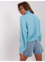 Fashionhunters Světle modrý oversize svetr s kabely