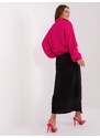 Fashionhunters Dámský fuchsiový oversize svetr s rolákem