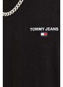 Bavlněné tričko s dlouhým rukávem Tommy Jeans černá barva