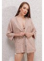 Bigdart 5862 Knitted Kimono - Beige