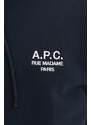 Bavlněná mikina A.P.C. Hoodie Marvin COEZD-H27733 BLACK pánská, tmavomodrá barva, s kapucí, aplikací