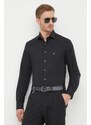 Košile Michael Kors pánská, černá barva, slim, s italským límcem