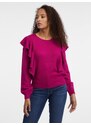 Orsay Tmavě růžový dámský svetr s volány - Dámské