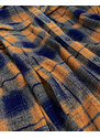 K.ZELL Hnědo-tmavě modrý dámský károvaný košilový kabát (8424)