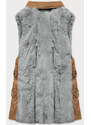 S'WEST Elegantní vesta v karamelovo-šedé barvě z eko kůže a kožešiny (BR9592-9022)