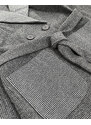 ROSSE LINE Šedý dámský károvaný dvouřadový kabát (2705)