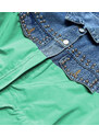PREMIUM Světle modro-zelená dámská džínová denim bunda z různých spojených materiálů (PFFS12233)