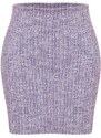 Trendyol Purple Zipper and Slit Tweed Regular Waist Mini Knitted Skirt