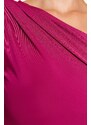 Trendyol Fuchsia Asymmetrical Collar Long Sleeved Flexible Knitted Bodysuit