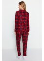 Trendyol Red Soft Feel Premium Plaid Sleep Band Knitted Pajamas Set