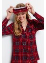 Trendyol Red Soft Feel Premium Plaid Sleep Band Knitted Pajamas Set