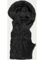 S'WEST Černá kožešinová vesta s kapucí (B8059-1)