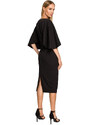 Moe M700 Pouzdrové šaty s kimonovými rukávy - černé