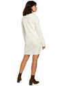 BK010 Pletené svetrové šaty s vysokým výstřihem - ecru
