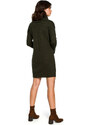 BK010 Pletené svetrové šaty s vysokým výstřihem - khaki barva