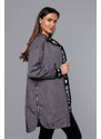 S'WEST Tmavě šedá tenká dámská bunda s ozdobnou lemovkou (B8145-9)