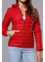S'WEST Červená prošívaná dámská bunda s kapucí (B0124-4)