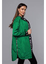 S'WEST Tenká zelená dámská bunda s ozdobnou lemovkou (B8145-10)