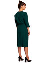 BeWear B241 Zavinovací šaty s páskem na zavazování - tmavě zelené