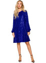 Šaty áčkového střihu s rukávy modré model 17775635 - Moe