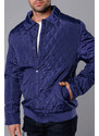 J.STYLE Tmavě modrá pánská prošívaná bunda s límcem (58M13081-215)