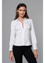 S&G Collection Bílá dámská košile se slzičkou pro zapínání ve výstřihu (8020)