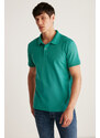 GRIMELANGE Chris Men Regular Fit 100% Cotton Green Polo Neck T-shirt