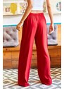 Olalook Women's Burgundy Belted Weave Viscose Palazzo Pants