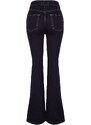 Trendyol Navy Blue Stitch Detail Vysoký pas Flare Jeans