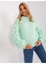 Fashionhunters Mint oversize svetr s hustou vazbou
