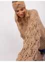 Fashionhunters Béžový oversize svetr s kulatým výstřihem