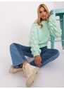 Fashionhunters Mint oversize svetr s hustou vazbou