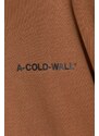 Bavlněná mikina A-COLD-WALL* ESSENTIALS SMALL LOGO pánská, hnědá barva, s kapucí, hladká, ACWMW145