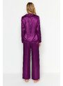 Trendyol Purple Satin Shirt-Pants Woven Pajamas Set