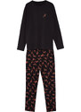 Trendyol Black Regular Fit Printed Knitted Pajamas Set