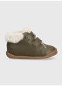 Dětské kožené zimní boty Pom D'api FLEX-UP EASY FUR zelená barva