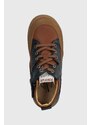 Dětské kožené sneakers boty Pom D'api MOUSSE BUMP hnědá barva