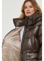 Péřová bunda Hetrego dámská, hnědá barva, zimní