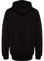 Trendyol Black Men's Oversize/Wide Cut Rap Music Printed Cotton Sweatshirt with Fleece Inside