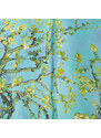 Šátek saténový - tyrkysový, mandlový strom