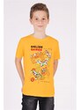 zepkids Boys' Mustard-colored Crewneck Play Arms Printed T-Shirt