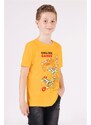 zepkids Boys' Mustard-colored Crewneck Play Arms Printed T-Shirt