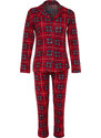 Trendyol Red Soft Feel Premium Plaid Sleep Band Knitted Pajamas Set