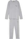 Trendyol Gray Embroidery Detailed Knitted Pajamas Set