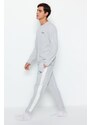 Trendyol Gray Embroidery Detailed Knitted Pajamas Set