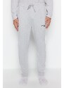 Trendyol Gray Embroidery Detailed Knitted Pajamas Set