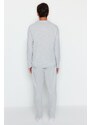 Trendyol Gray Embroidery Detailed Knitted Pajamas Set