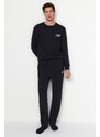 Trendyol Black Regular/Normal Fit Minimal Fluffy Text Inner Fleece Sweatpants