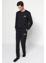 Trendyol Black Regular/Normal Fit Minimal Fluffy Text Inner Fleece Sweatpants