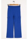 zepkids Girls' Sax-colored sweatpants with cargo pockets and wide legs.